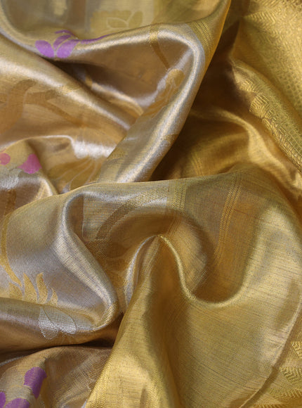 Gold-Levender Pure Tissue Kanchipuram Silk Saree