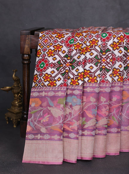 Off White-Lilac Patan Patola Saree