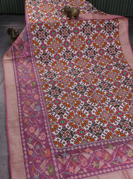 Off White-Lilac Patan Patola Saree