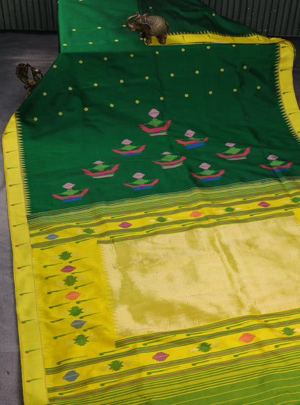 Green-Yellow Pure Paithani Saree
