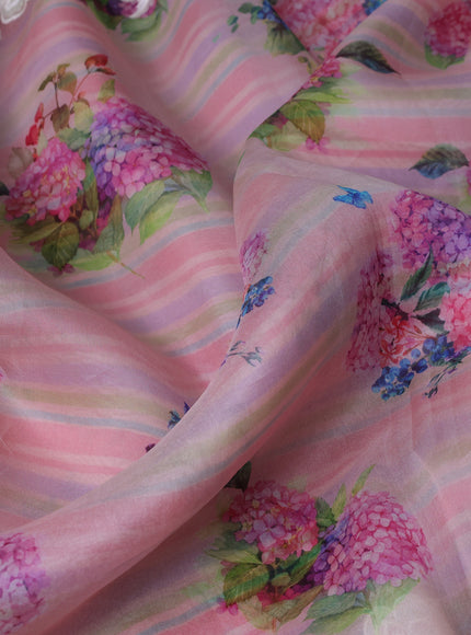 Light Pink Organza Embroidery Saree