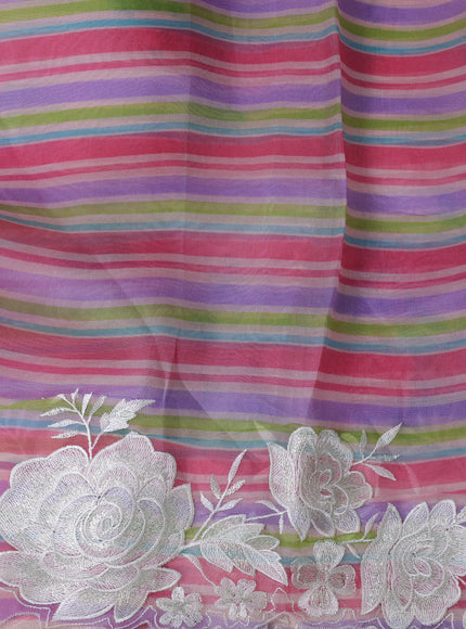 Light Pink Organza Embroidery Saree