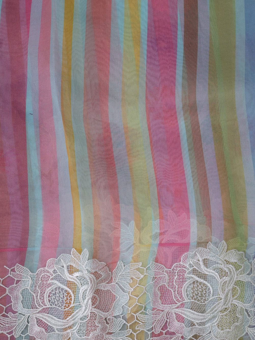 Sea Blue Organza Embroidery Saree