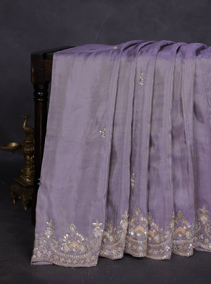 Light Levender Georgette Tissue Embroidery Saree