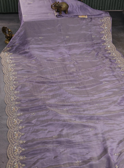Light Levender Georgette Tissue Embroidery Saree