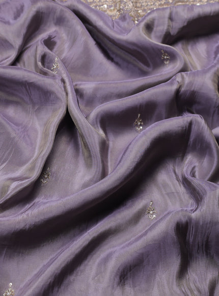 Light Levender Georgette Tissue Embroidery Saree