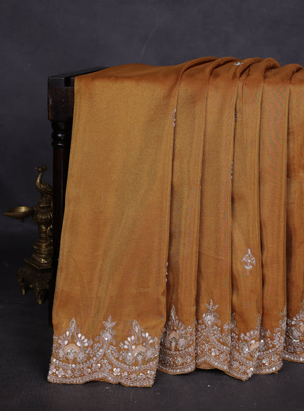 Gold Yellow Georgette Tissue Embroidery Saree