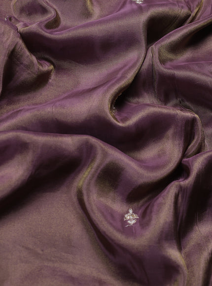 Dark Levender Georgette Tissue Embroidery Saree
