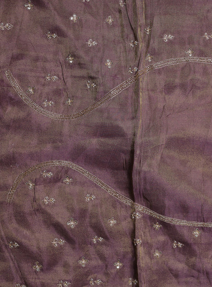 Dark Levender Georgette Tissue Embroidery Saree