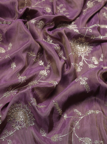 Dark Levender Georgette Tissue Embroidery Saree