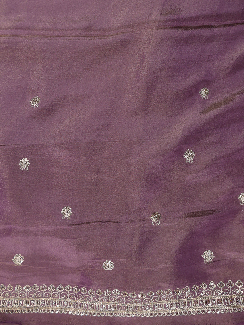 Dark Levender Georgette Tissue Embroidery Saree