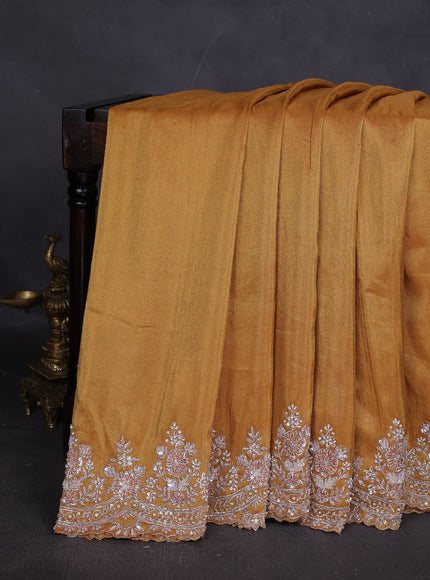 Gold Yellow Georgette Tissue Embroidery Saree