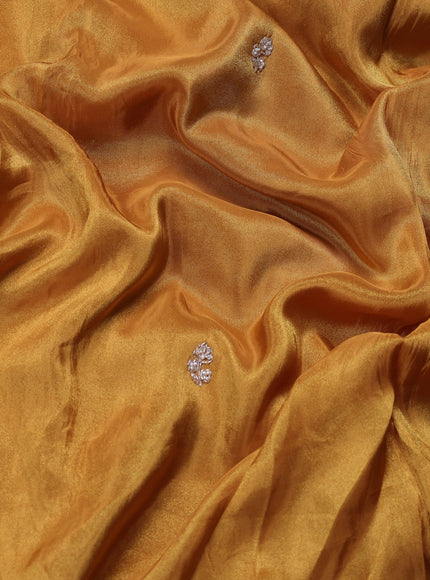 Gold Yellow Georgette Tissue Embroidery Saree
