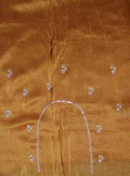Gold Yellow Georgette Tissue Embroidery Saree