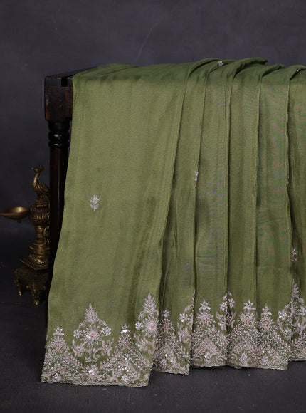 Green Georgette Tissue Embroidery Saree