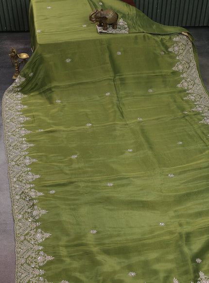 Green Georgette Tissue Embroidery Saree