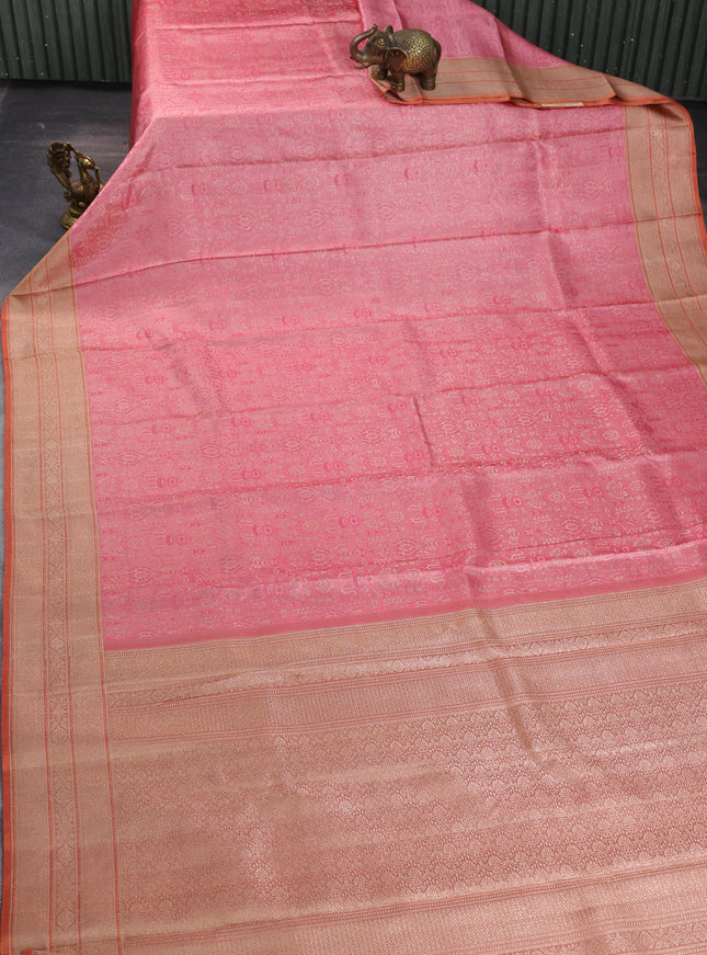 Peach Pink-Peach Pure Kanchipuram Silk Saree