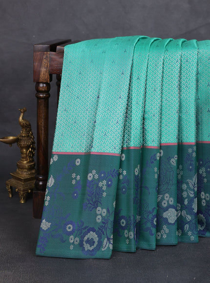 Teal Green-Dark Green Pure Kanchipuram Silk Saree