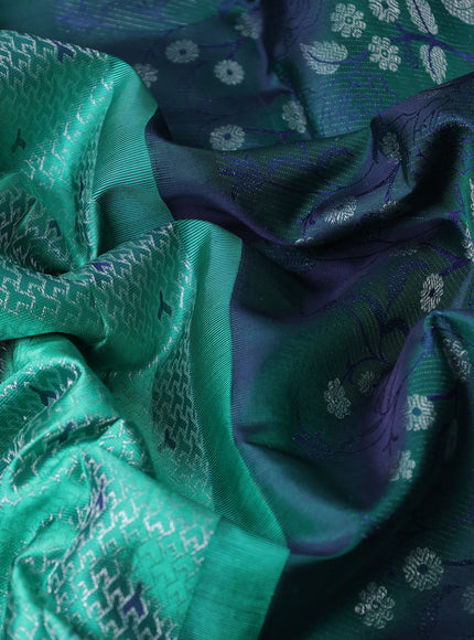 Teal Green-Dark Green Pure Kanchipuram Silk Saree