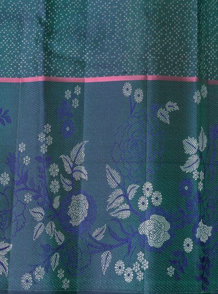 Teal Green-Dark Green Pure Kanchipuram Silk Saree