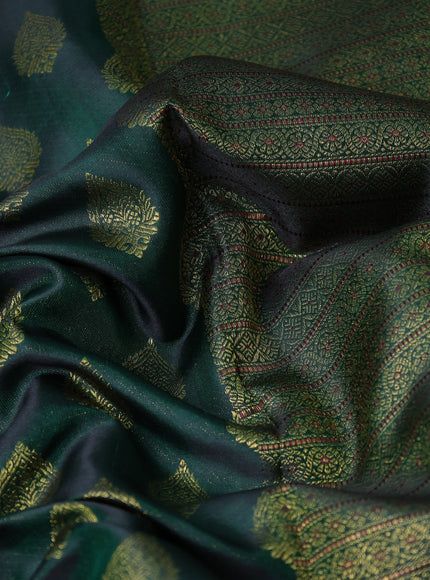 Bottle Green-Maroon Pure Kanchipuram Silk Saree