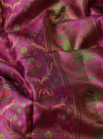 Magenta Pink-Green Pure Kanchipuram Silk Saree