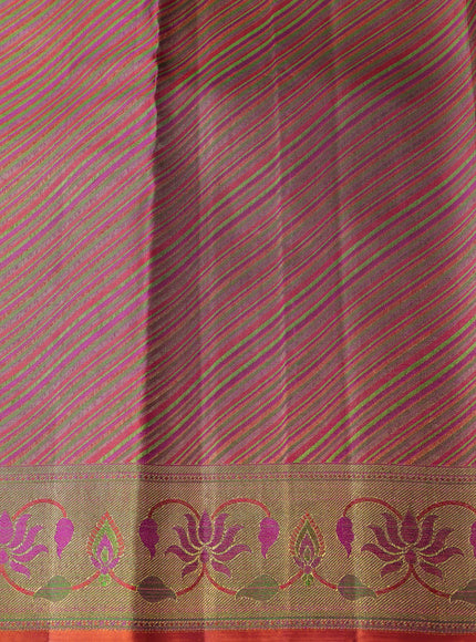 Magenta Pink-Green Pure Kanchipuram Silk Saree