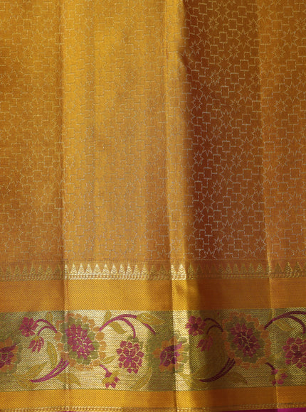 Cream -Pink Pure Kanchipuram Silk Saree