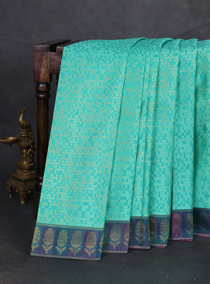 Teal Green Pure Kanchipuram Silk Saree