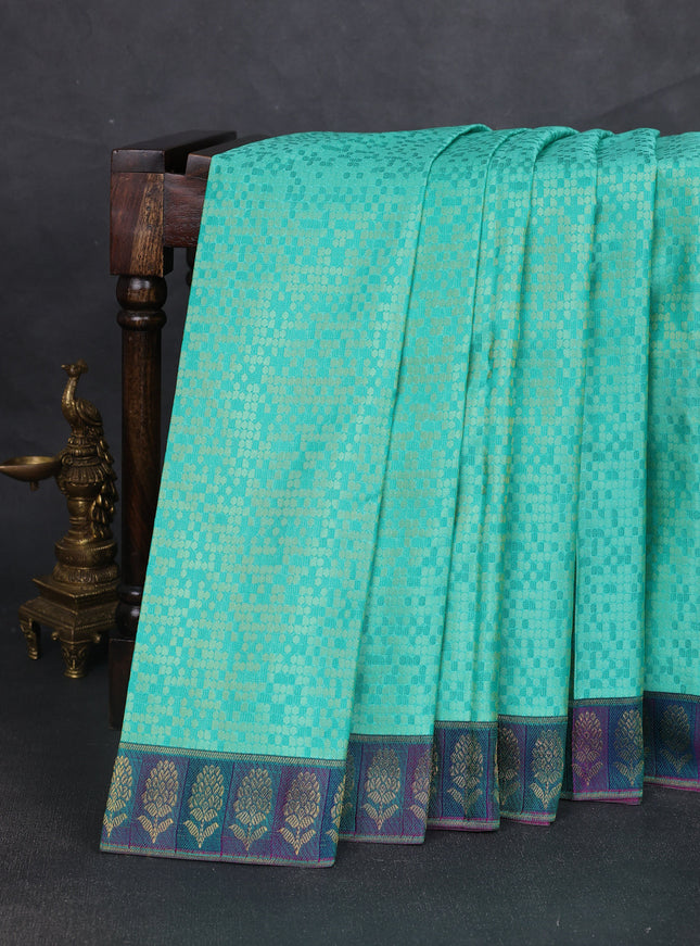 Teal Green Pure Kanchipuram Silk Saree