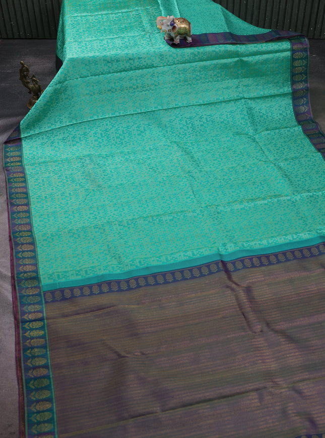 Teal Green Pure Kanchipuram Silk Saree