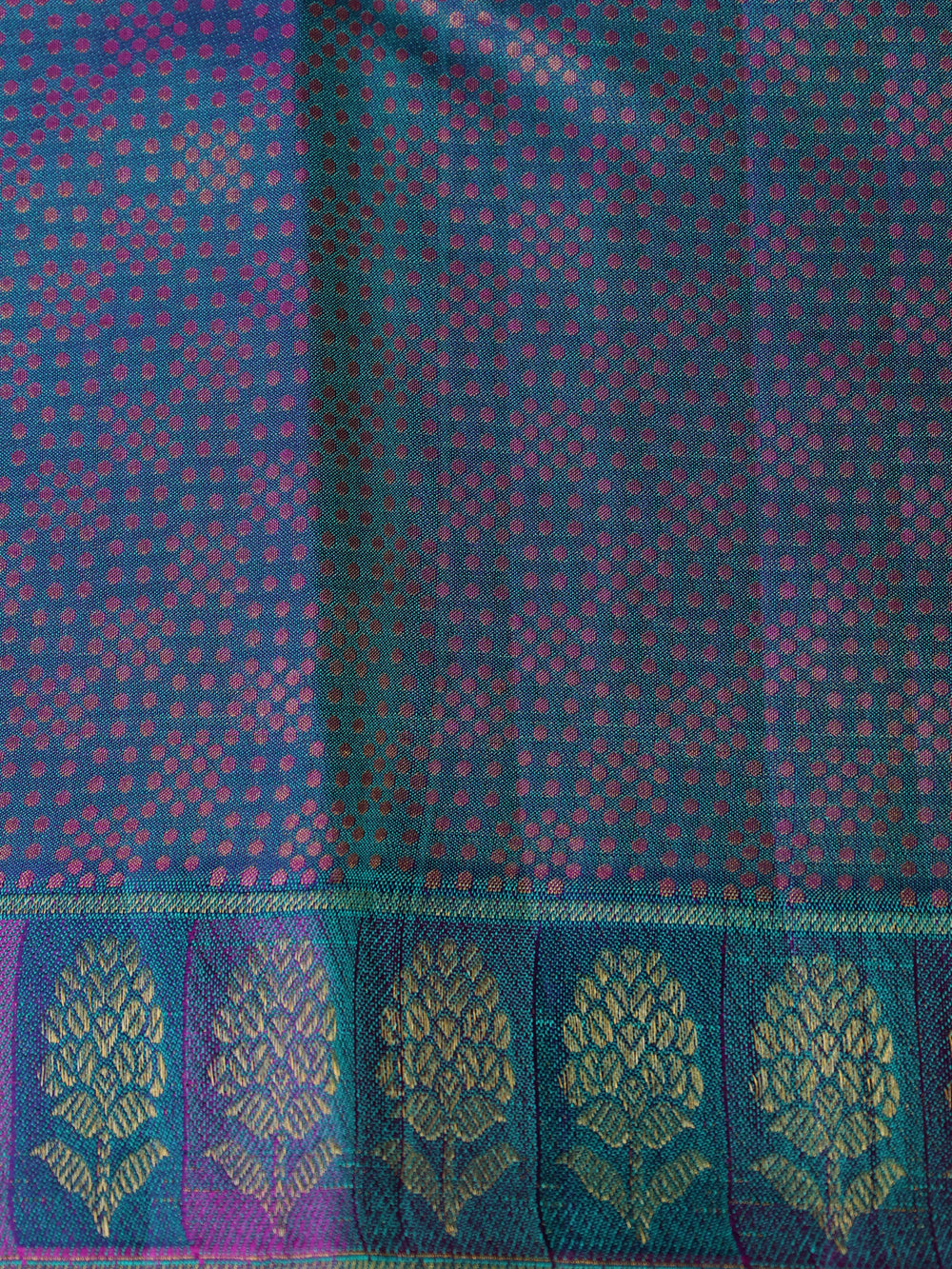 Teal Green Pure Kanchipuram Silk Saree