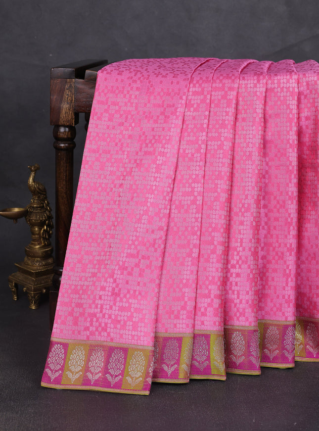 Pink Pure Kanchipuram Silk Saree