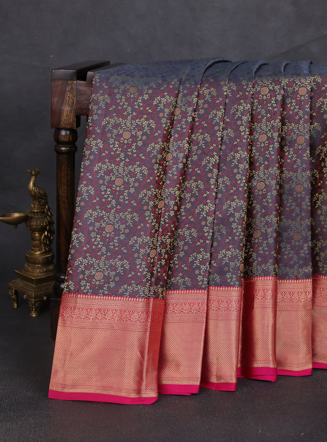Grey-Pink Pure Kanchipuram Silk Saree