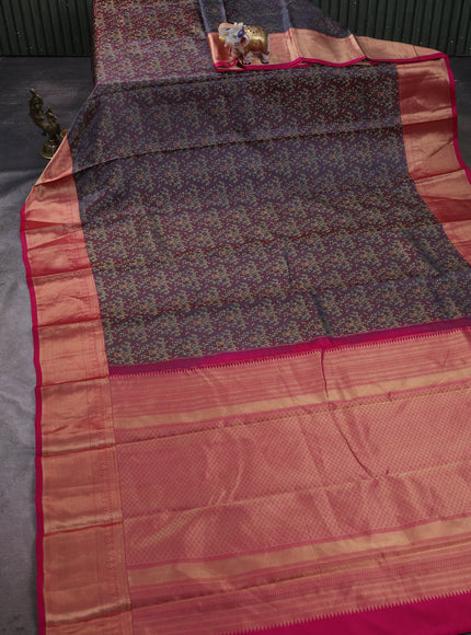 Grey-Pink Pure Kanchipuram Silk Saree