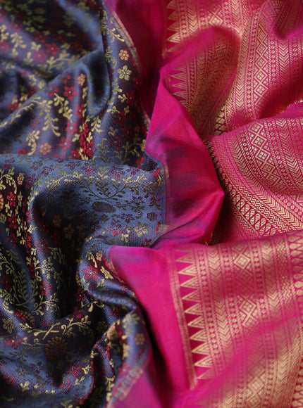 Grey-Pink Pure Kanchipuram Silk Saree