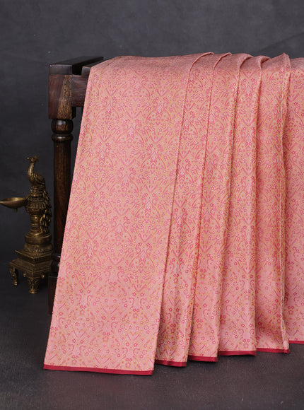 Peach Pure Kanchipuram Silk Saree