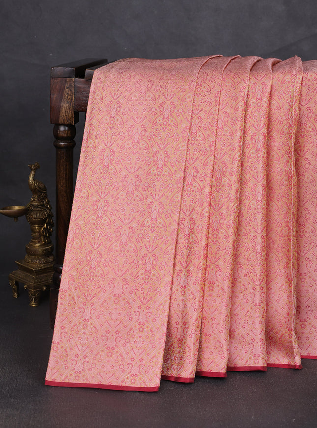 Peach Pure Kanchipuram Silk Saree