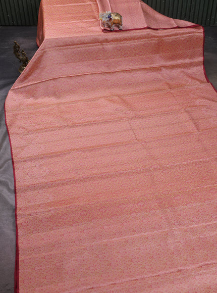 Peach Pure Kanchipuram Silk Saree