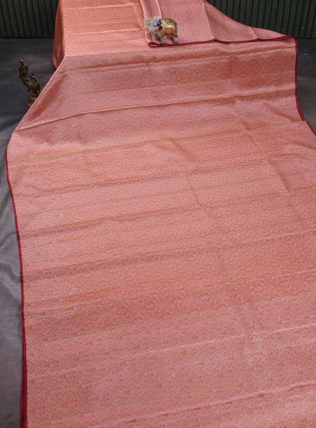 Peach Pure Kanchipuram Silk Saree