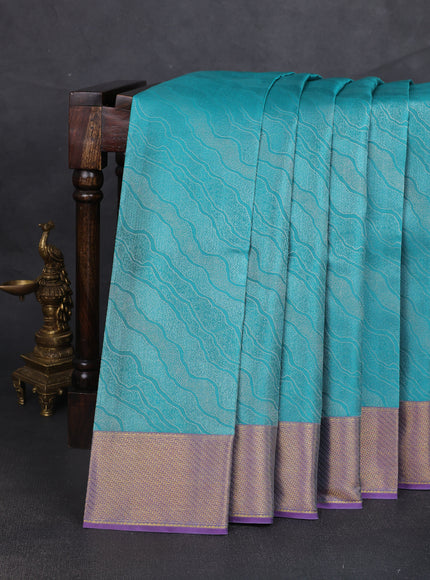 Teal Blue Pure Kanchipuram Silk Saree