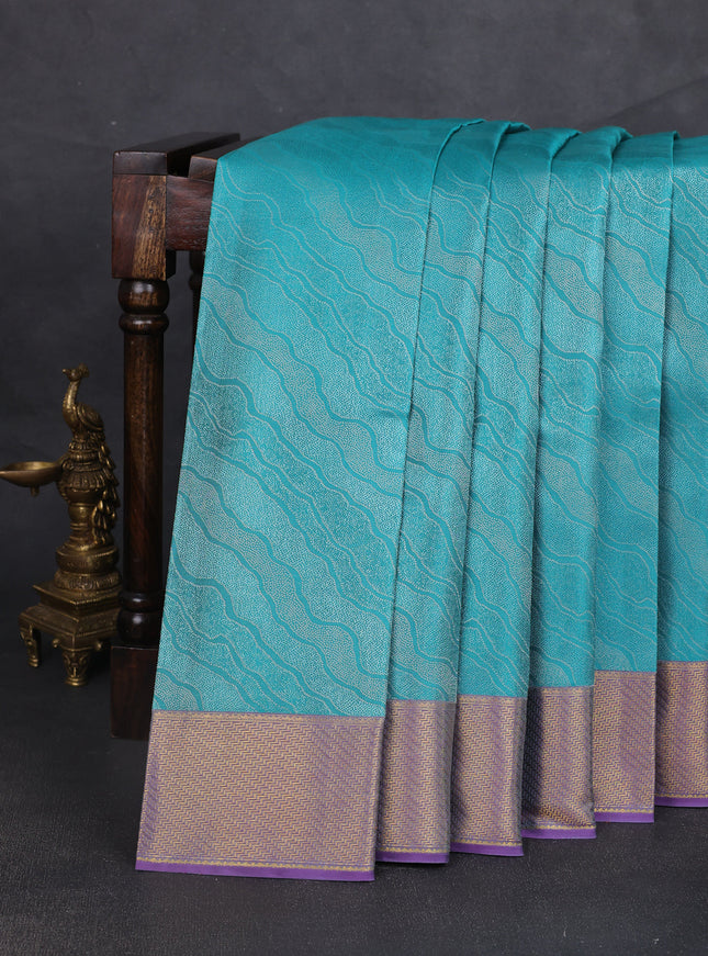 Teal Blue Pure Kanchipuram Silk Saree