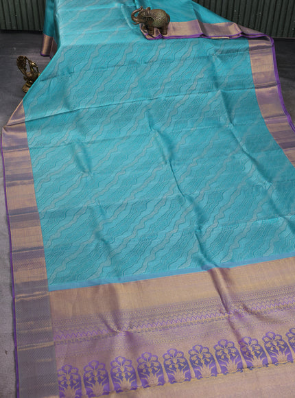 Teal Blue Pure Kanchipuram Silk Saree