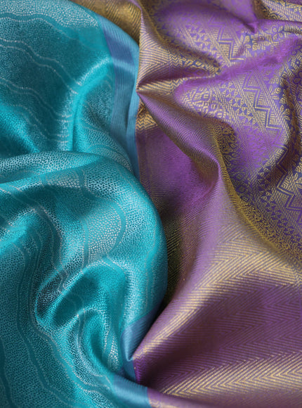 Teal Blue Pure Kanchipuram Silk Saree