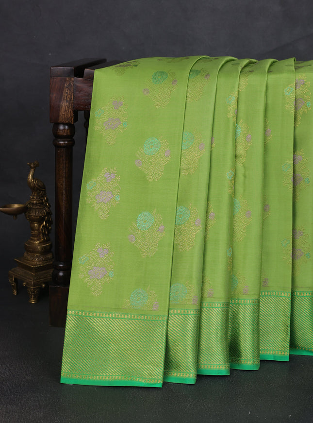Green-Leaf Green Pure Kanchipuram Silk Saree