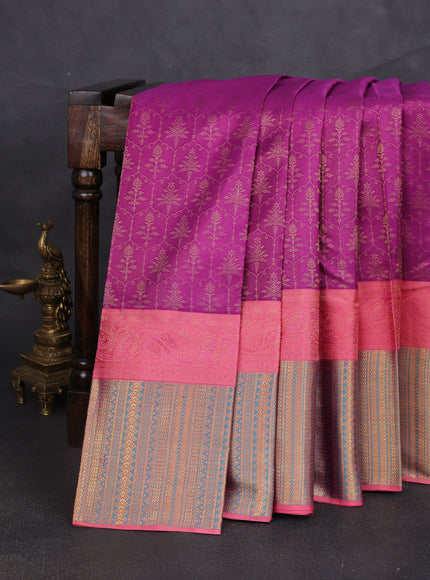 Purple -Gazri Pink Pure Kanchipuram Silk Saree