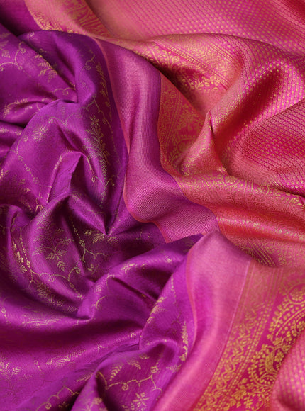 Purple -Gazri Pink Pure Kanchipuram Silk Saree
