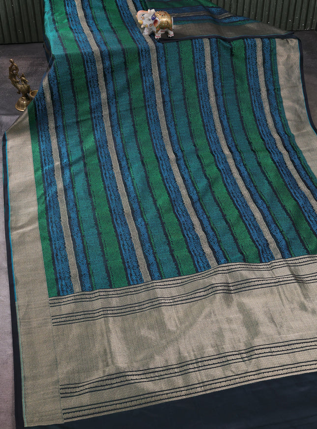 Black Banarasi Tanchoi Silk Saree