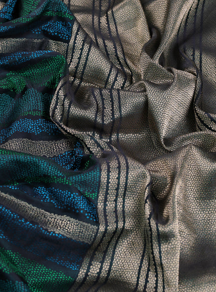Black Banarasi Tanchoi Silk Saree