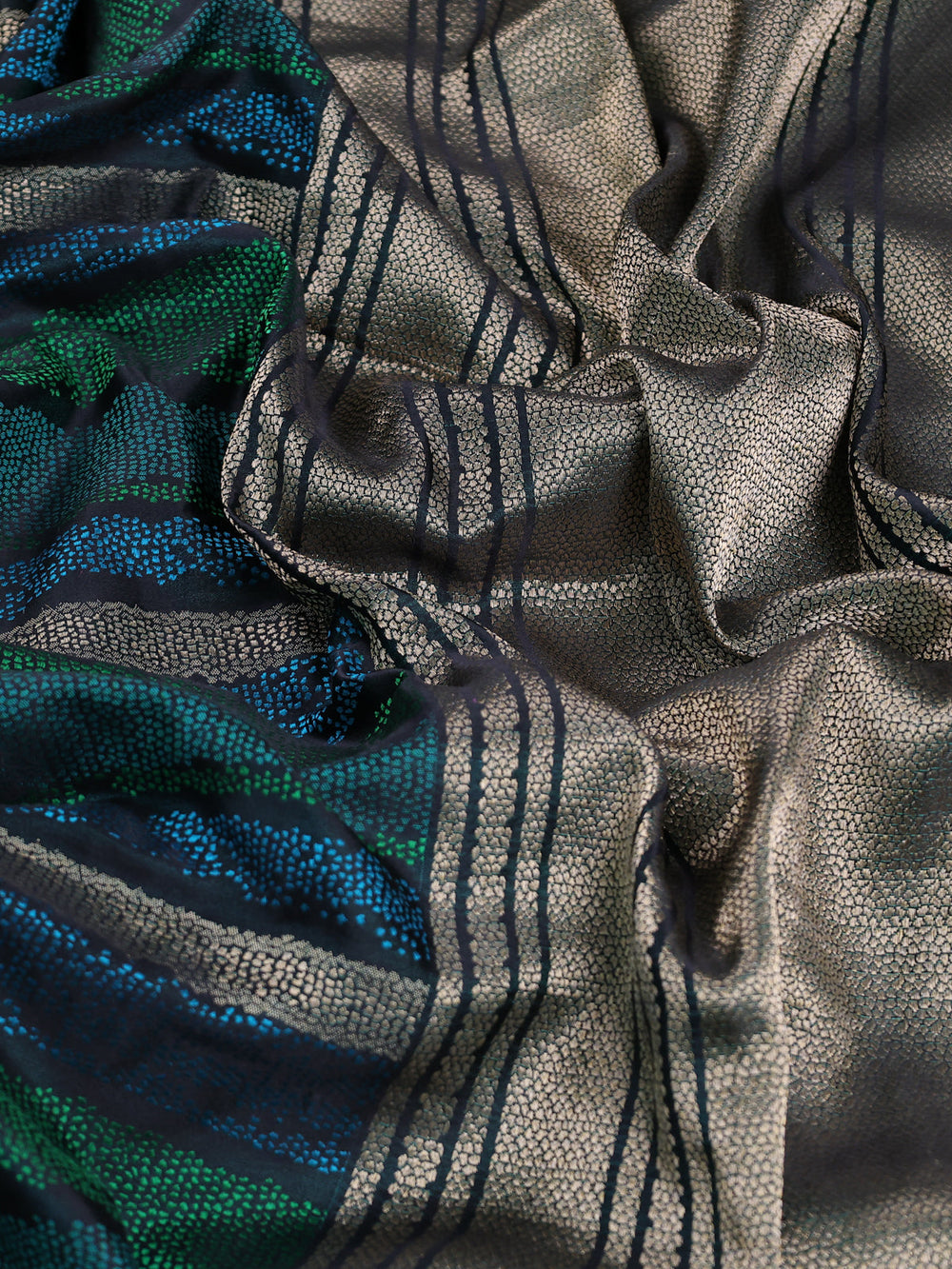 Black Banarasi Tanchoi Silk Saree